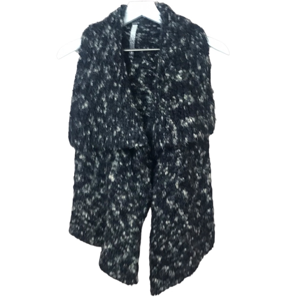 Kensie Crochet Grey Black Boucle Chunky Knit Sweater Vest Women Sz S